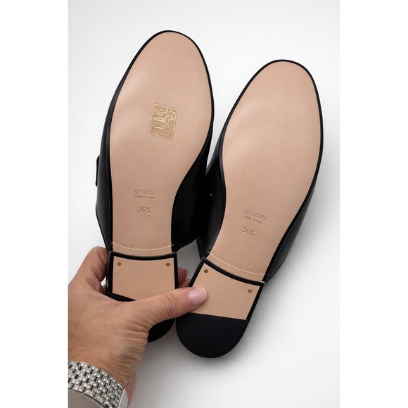 New! Gucci Princetown Horsebit Leather Mule Loafer Black Web Stripe 36.5 US 6.5 - Picture 8 of 12